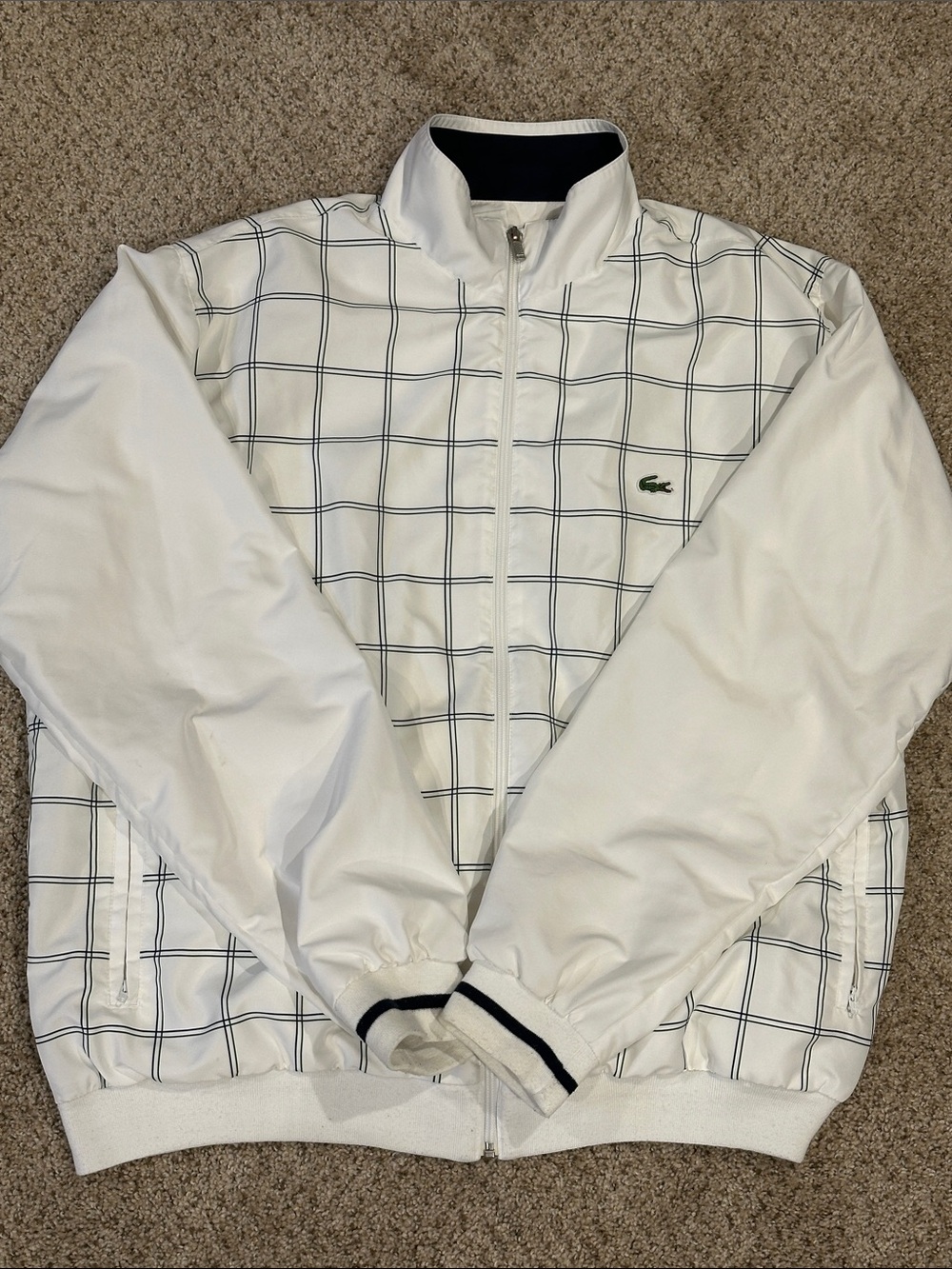 Lacoste White Jacket with Navy/Green Grid